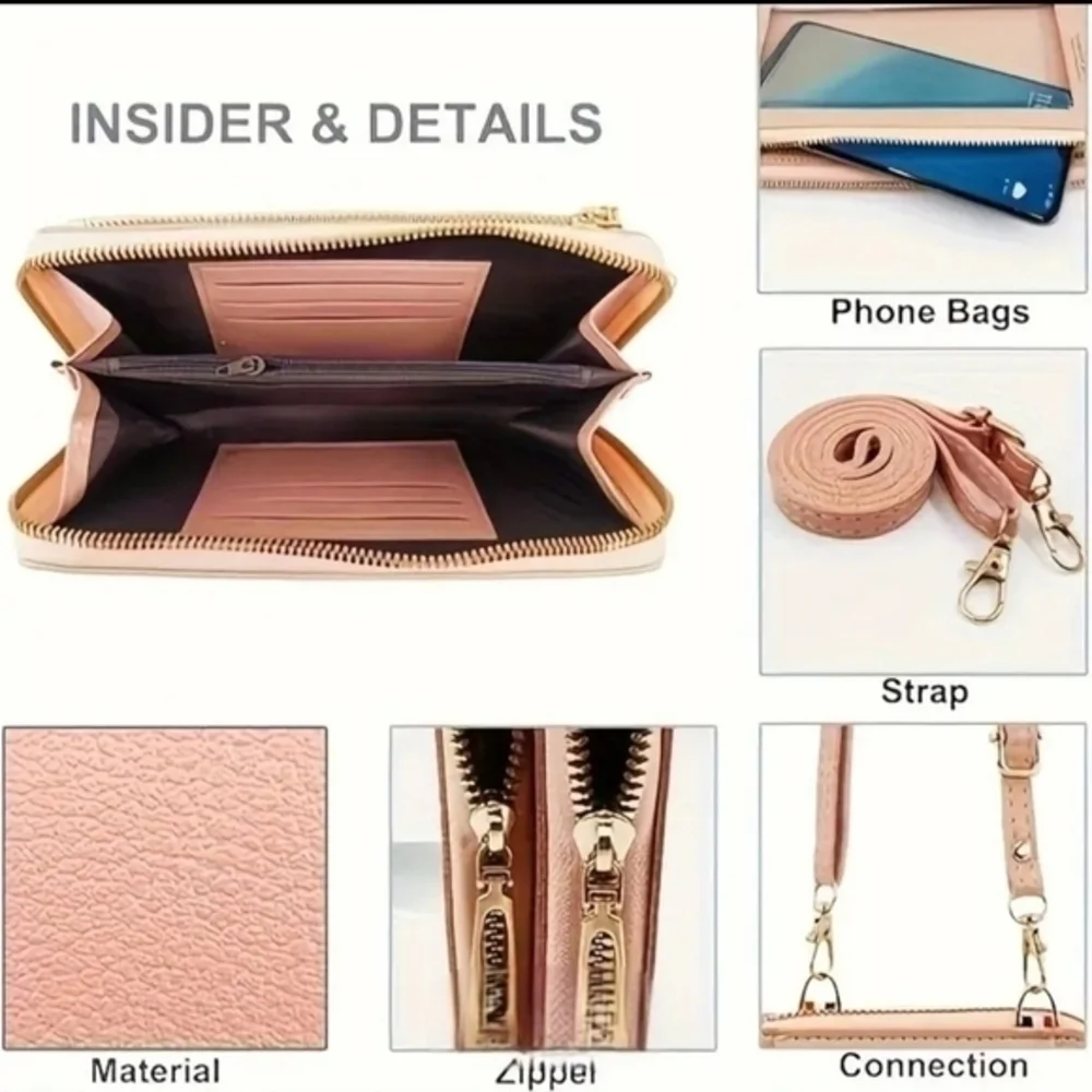 Small‎ Crossbody Bag Touch Screen Phone Case, Cellphone Purse Wallet PU Leather